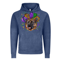 Vintage Denim mardi gras hat german shepherd Vintage Hoodie - RanaPortraitStore