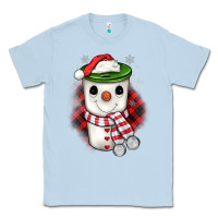 Dusty Blue Christmas snowman coffee Classic Tee - JahusDesignShop