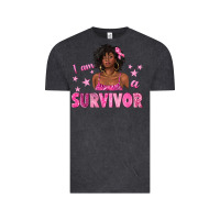 Vintage Black I Am a Survivor Breast Cancer with Afro Woman Vintage Tee - texasbilliewilder