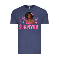 Vintage Denim I Am a Survivor Breast Cancer with Afro Woman Vintage Tee - texasbilliewilder