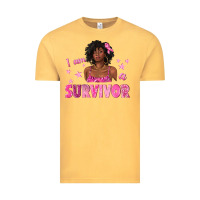 Vintage Mustard I Am a Survivor Breast Cancer with Afro Woman Vintage Tee - texasbilliewilder