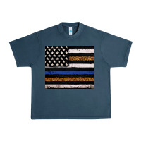 Midnight Navy Back to blue USA flag leopard police 20oz tumbler Urban Heavy Tee - Neo Western