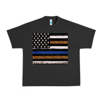 Pigment Black Back to blue USA flag leopard police 20oz tumbler Urban Heavy Tee - Neo Western
