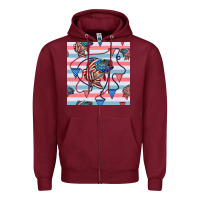 Burgundy american flag bass Zipper Hoodie - BundleAndBundleShop