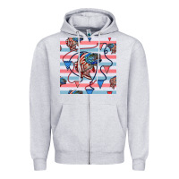 Heather Grey american flag bass Zipper Hoodie - BundleAndBundleShop