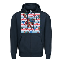 Navy american flag bass Zipper Hoodie - BundleAndBundleShop