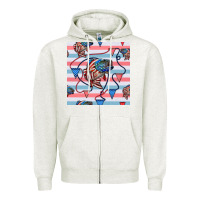 Oatmeal Heather american flag bass Zipper Hoodie - BundleAndBundleShop