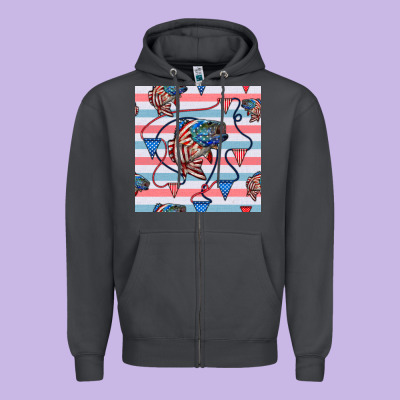 American Flag Bass Zipper Hoodie Designed By Bundleandbundleshop