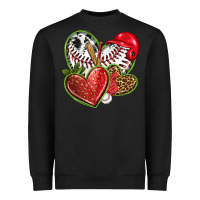 Black baseball with strawberry hearts Heavyweight Sweatshirt - texasbilliewilder