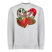 Heather Grey baseball with strawberry hearts Heavyweight Sweatshirt - texasbilliewilder