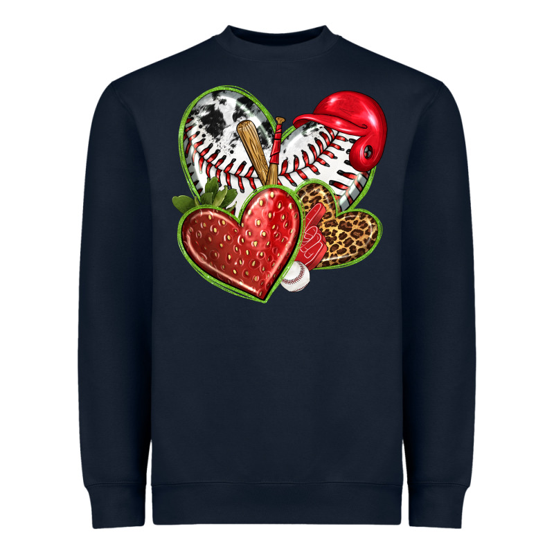 Baseball With Strawberry Hearts Heavyweight Sweatshirt by texasbilliewilder | Teevron