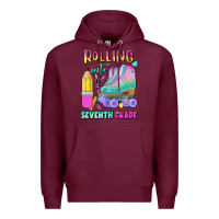 Burgundy rolling into seventh grade Premium Hoodie - BundleAndBundleShop