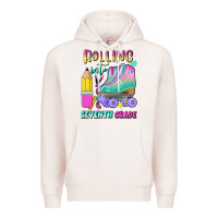 Pale Pink rolling into seventh grade Premium Hoodie - BundleAndBundleShop