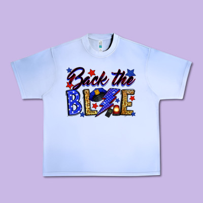 Back The Blue With Lightning Bolt Urban Heavy Tee Designed By Neo Western