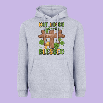 Not Lucky Just Really Blessed Malia Heavyweight Hoodie Designed By Maliassmallbusiness