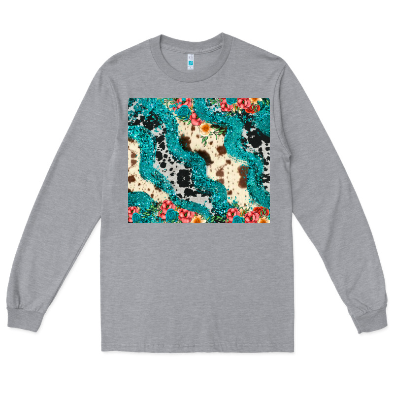 Turquoise Glitter Cowhide Long Sleeve Tee by JahusDesignShop | Teevron