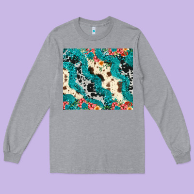 Turquoise Glitter Cowhide Long Sleeve Tee Designed By Jahusdesignshop