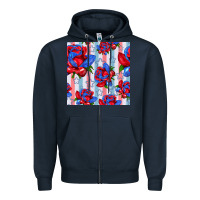 Navy patriotic roses Zipper Hoodie - BundleAndBundleShop