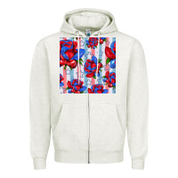 Oatmeal Heather patriotic roses Zipper Hoodie - BundleAndBundleShop