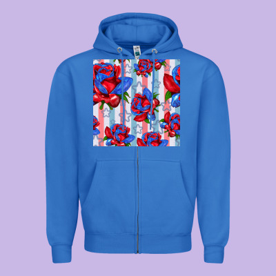 Patriotic Roses Zipper Hoodie Designed By Bundleandbundleshop