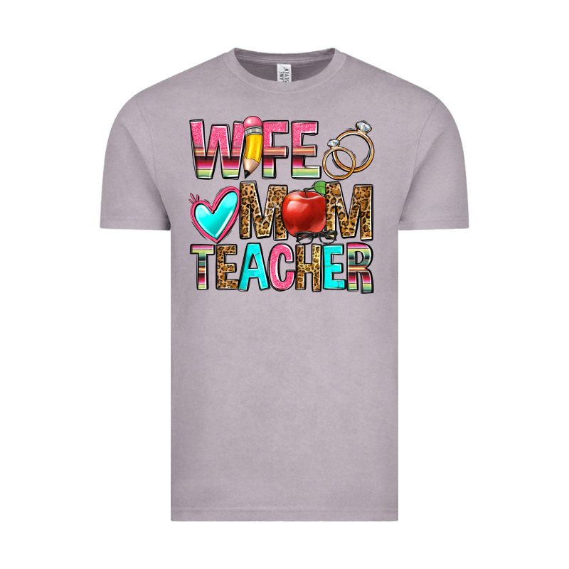 Wife Mom Teacher Vintage Tee by Zillion Design Studio | Teevron