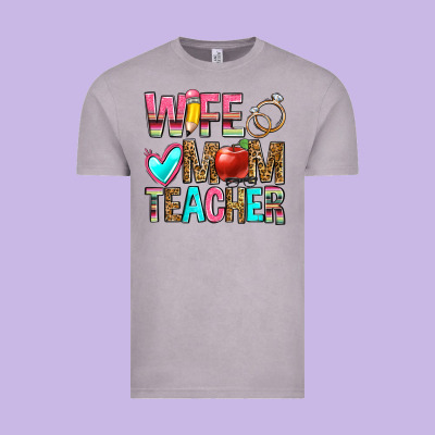 Wife Mom Teacher Vintage Tee Designed By Zillion Design Studio