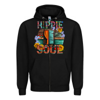 Black hippie soul with caravan and flowers Zipper Hoodie - Artiststas