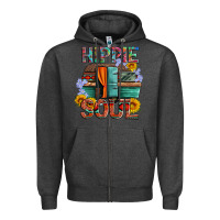 Charcoal Heather hippie soul with caravan and flowers Zipper Hoodie - Artiststas