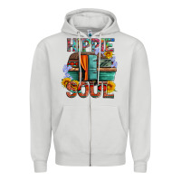 Dove Grey hippie soul with caravan and flowers Zipper Hoodie - Artiststas