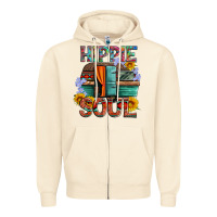 Sandshell hippie soul with caravan and flowers Zipper Hoodie - Artiststas