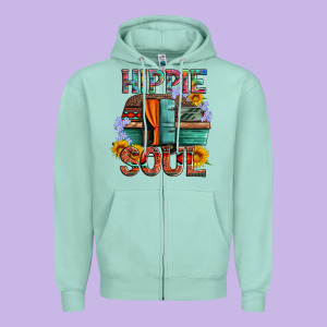 Hippie Soul With Caravan And Flowers Zipper Hoodie Designed By Artiststas