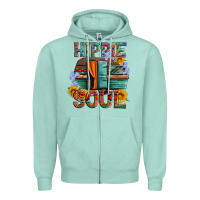 Seafoam hippie soul with caravan and flowers Zipper Hoodie - Artiststas
