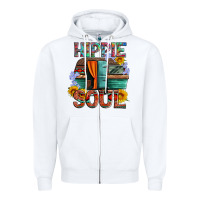 White hippie soul with caravan and flowers Zipper Hoodie - Artiststas