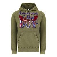 Vintage Olive American boy with cowboy Vintage Hoodie - texasbilliewilder