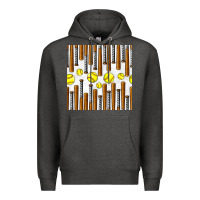 Charcoal Heather softball bat seamless pattern Premium Hoodie - BundleAndBundleShop