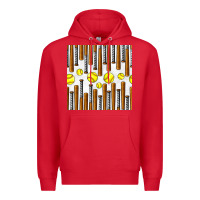 Red softball bat seamless pattern Premium Hoodie - BundleAndBundleShop