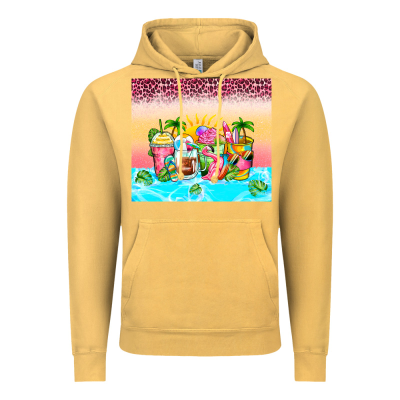 Beach Summer Coffee Cups Vintage Hoodie by Zillion Design Studio | Teevron