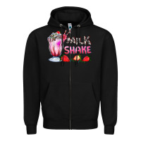 Black milkshake with strawberry Zipper Hoodie - AdoDesignShop