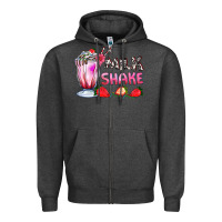 Charcoal Heather milkshake with strawberry Zipper Hoodie - AdoDesignShop