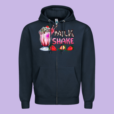 Milkshake With Strawberry Zipper Hoodie Designed By Adodesignshop