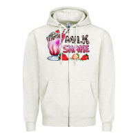 Oatmeal Heather milkshake with strawberry Zipper Hoodie - AdoDesignShop