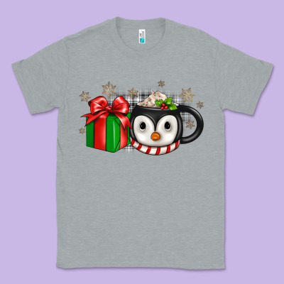 Christmas Penguin Coffee Classic Tee Designed By Jahusdesignshop