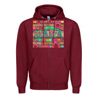 Burgundy mama with tie dye and flowers Zipper Hoodie - Artiststas