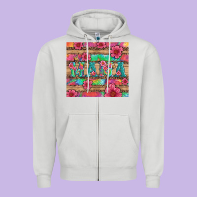 Mama With Tie Dye And Flowers Zipper Hoodie Designed By Artiststas