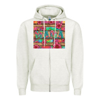Oatmeal Heather mama with tie dye and flowers Zipper Hoodie - Artiststas