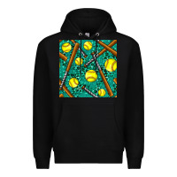 Black softball bat with leopard and glitter seamless pattern Premium Hoodie - BundleAndBundleShop
