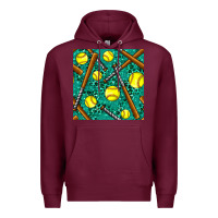 Burgundy softball bat with leopard and glitter seamless pattern Premium Hoodie - BundleAndBundleShop