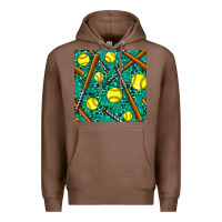 Chestnut softball bat with leopard and glitter seamless pattern Premium Hoodie - BundleAndBundleShop