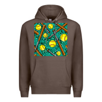 Coffee softball bat with leopard and glitter seamless pattern Premium Hoodie - BundleAndBundleShop