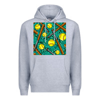 Heather Grey softball bat with leopard and glitter seamless pattern Premium Hoodie - BundleAndBundleShop